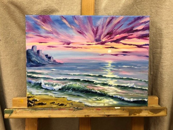 Морской пейзаж акрилом на холсте