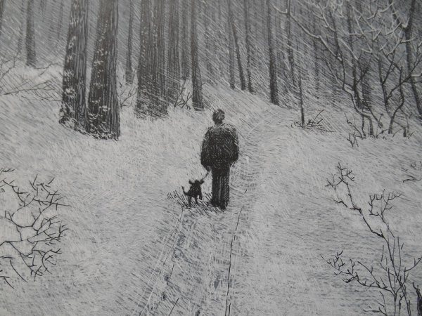 Зимний пейзаж с фигурой человека