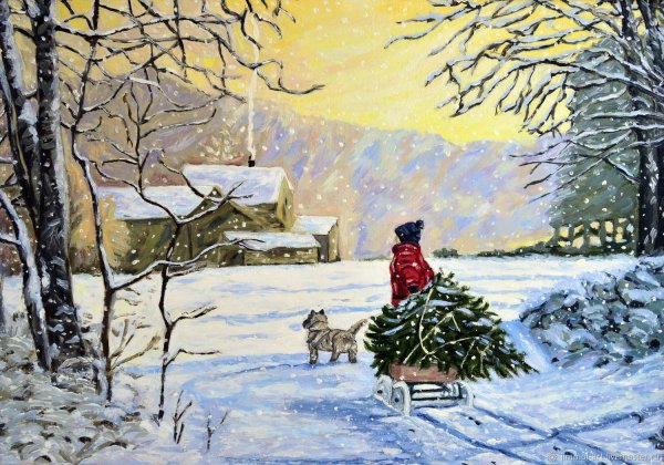 Зимний пейзаж аниме