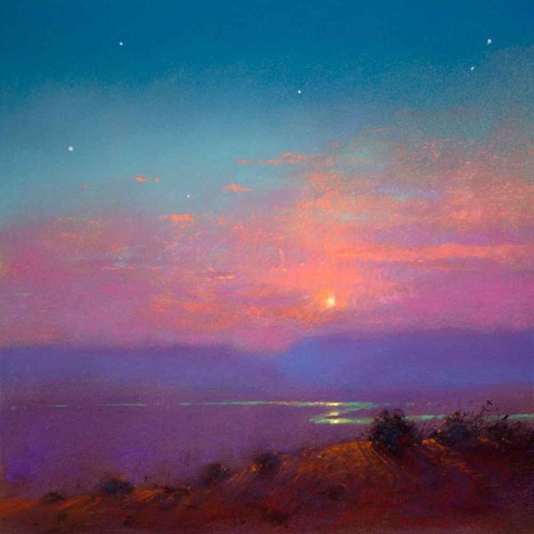 Вечерний пейзаж пастелью