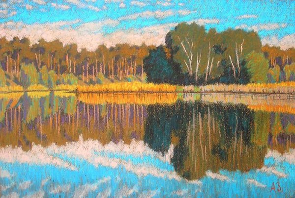 Масляная пастель Алексея Зуева пейзажи