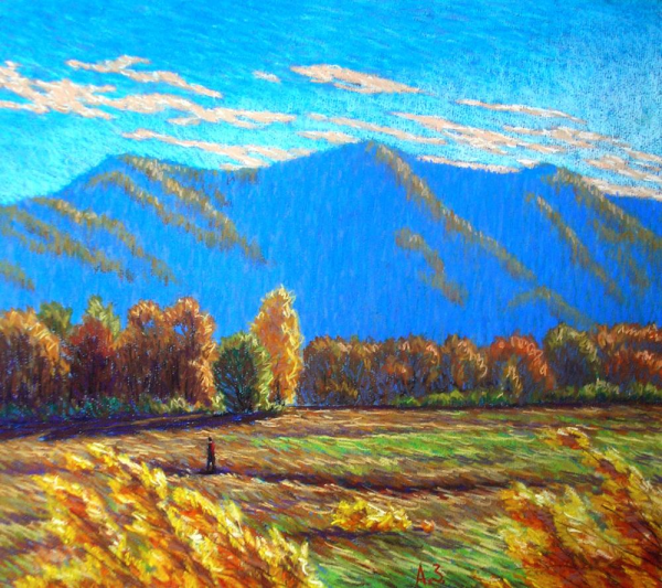 Масляная пастель Алексея Зуева пейзажи