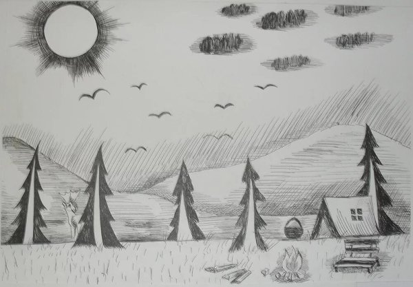 Пейзаж карандашом