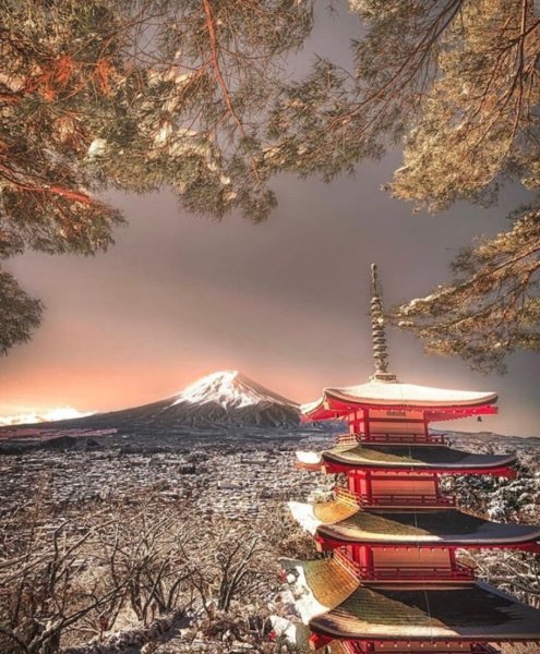 Зимний пейзаж Япония