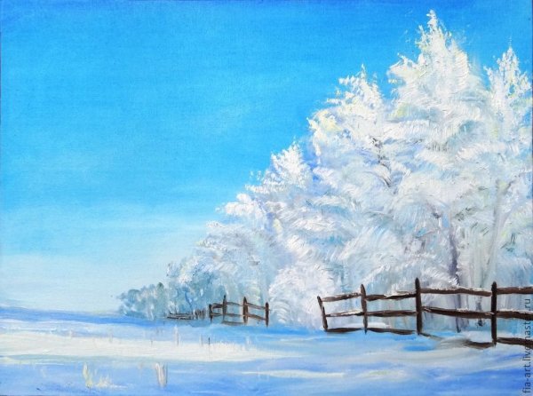 Зимний пейзаж карандашом