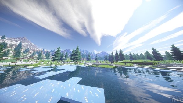 Зимний пейзаж майнкрафт