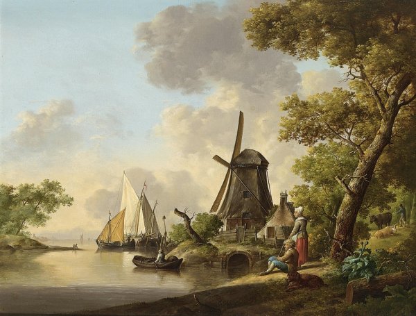 Фламандский пейзаж с мельницей 17 век живопись