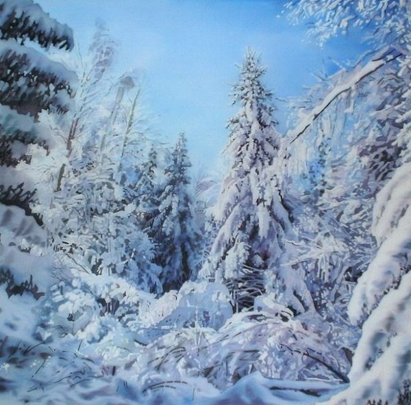 Батик зимний пейзаж