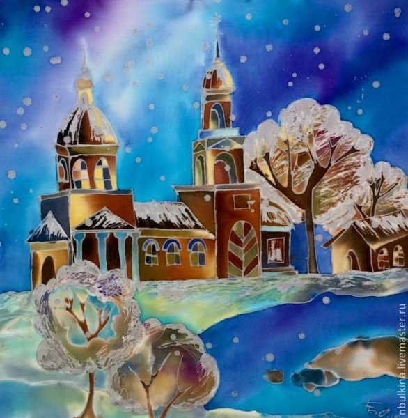 Батик зимний город