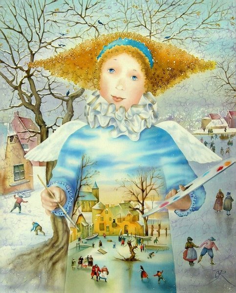 Холодный батик пейзаж