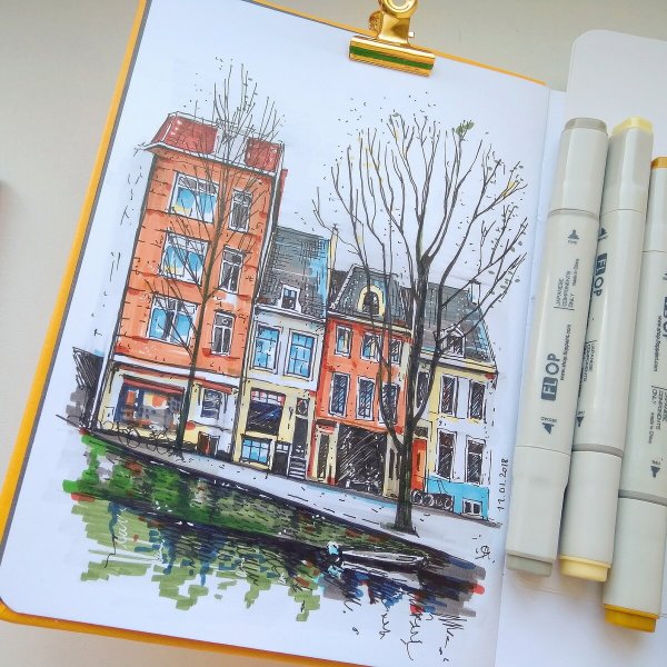 Акварельные скетчи пейзажи