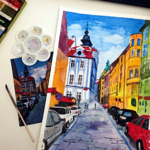 Скетчинг улочки Италии