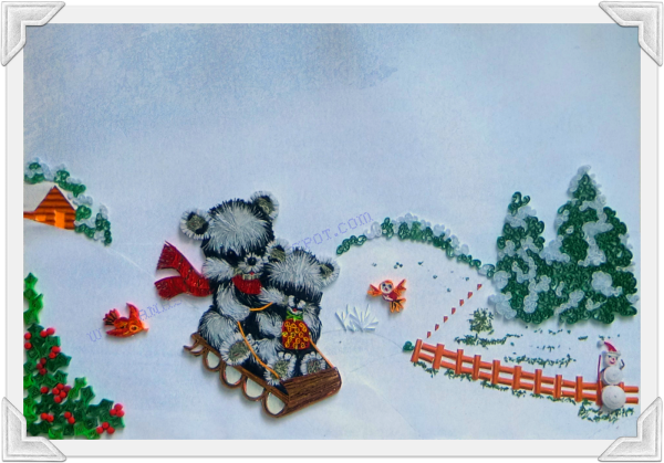 Квиллинг зимний пейзаж