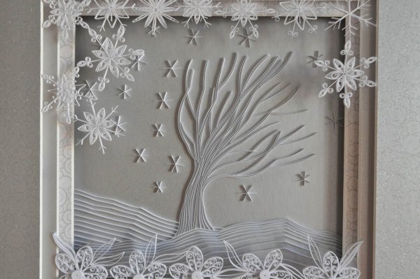 Квиллинг зимний пейзаж