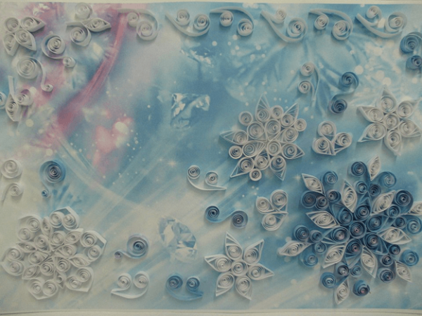 Квиллинг зимний пейзаж