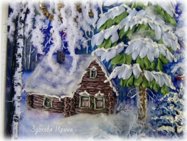 Зимнее панно из лент