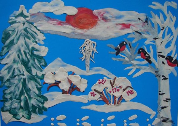 Зимняя аппликация для дошкольников