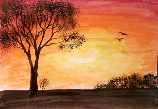 Простой пейзаж акрилом