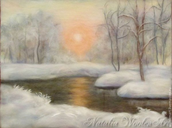 Шерстяная живопись пейзажи