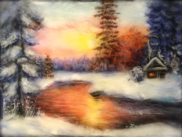 Живопись шерстью зима