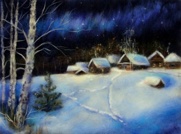 Шерстяная акварель зима