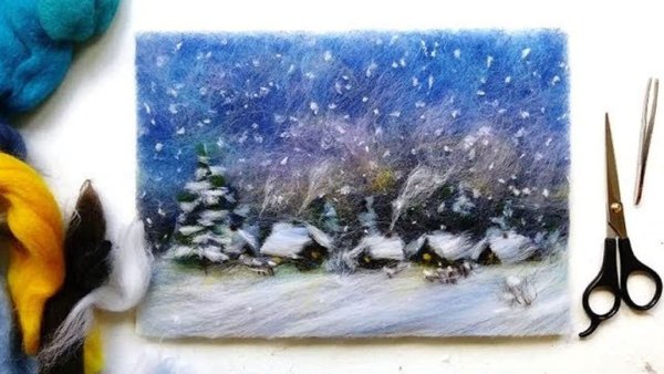 Шерстяная акварель природа