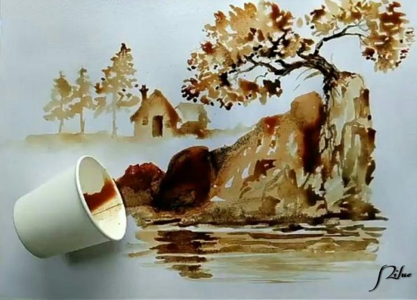 Кофейная живопись пейзаж