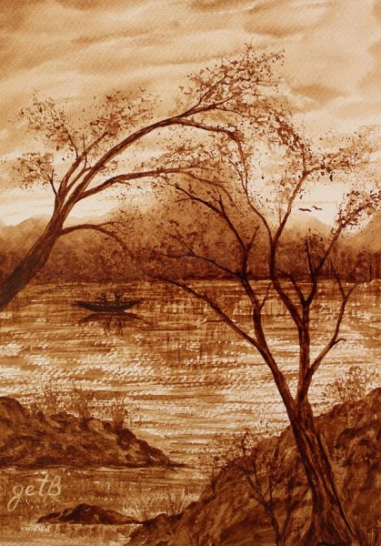 Гризайль Восточный пейзаж