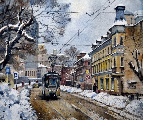 Зимний городской пейзаж