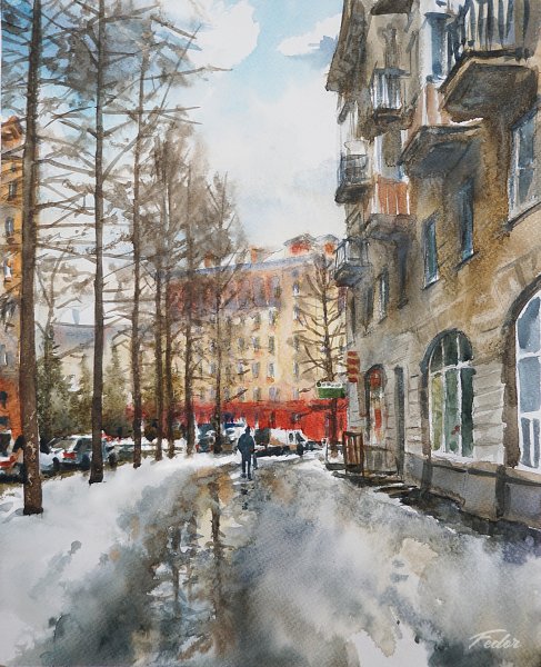 Зимний городской пейзаж