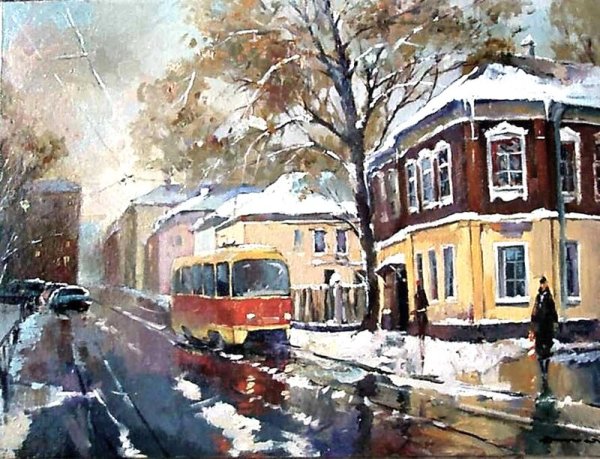 Картины Козлова Дмитрия улочки Москвы маслом
