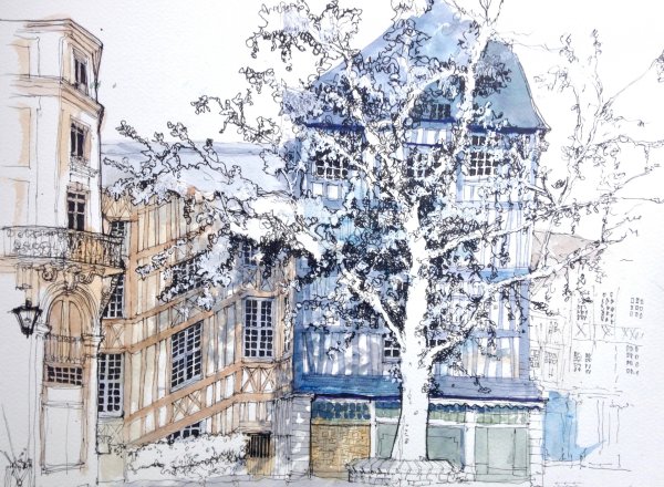 Зимний пейзаж с архитектурой