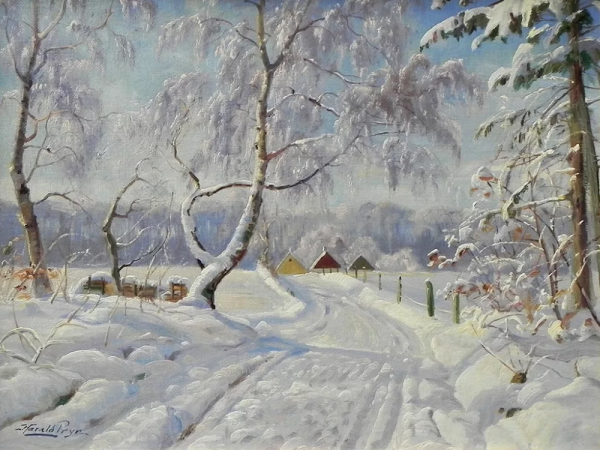 Художник Хоакин мир зимний пейзаж