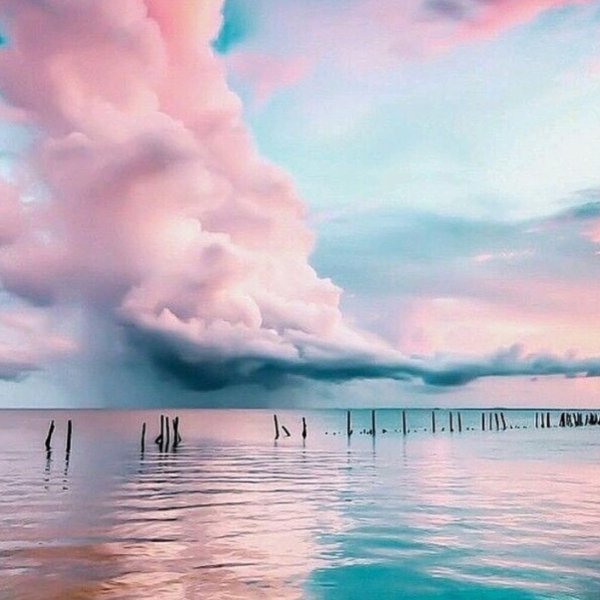 Море розовое небо