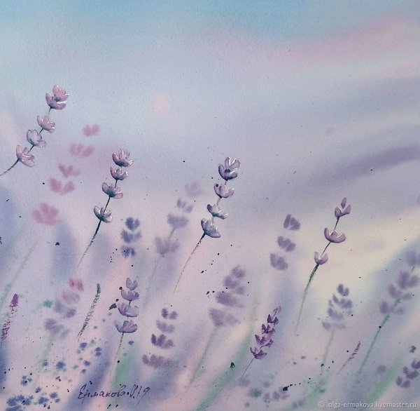 Лаванда акварель