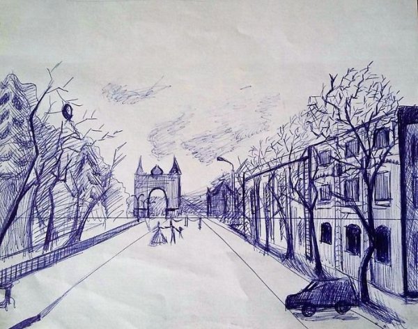 Рисование городского пейзажа