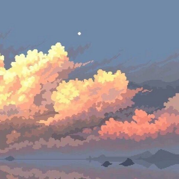 Пиксельный пейзаж небо