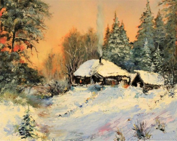 Зимний пейзаж живопись маслом