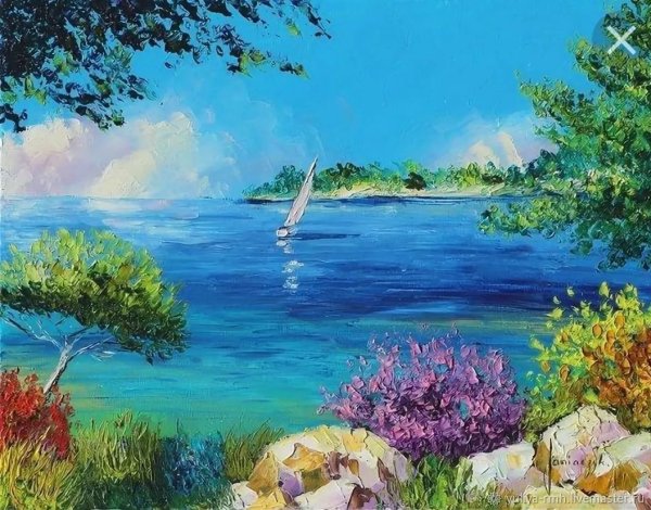 Пейзаж цветными карандашами