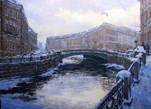 Павел Еськов художник картины зима в Петербурге