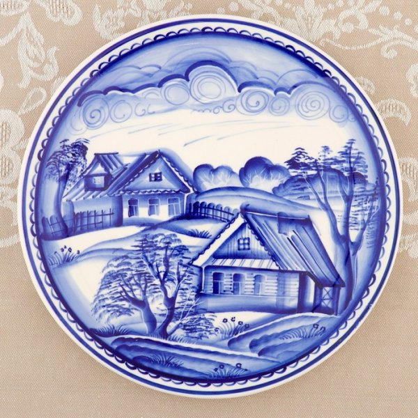 Тарелка панно Гжель
