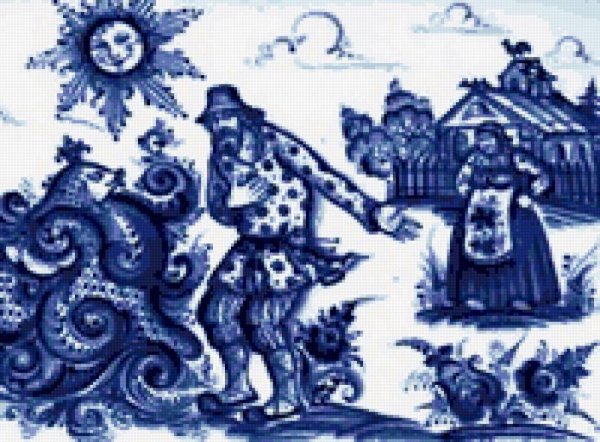 Гжель хоровод рисунок