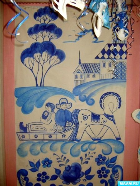 Украшение группы в стиле Гжель