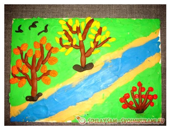 Осенний пейзаж пластилинография
