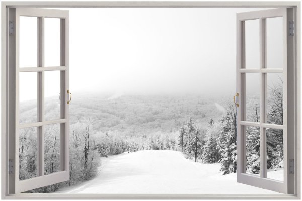 Окно с зимним пейзажем