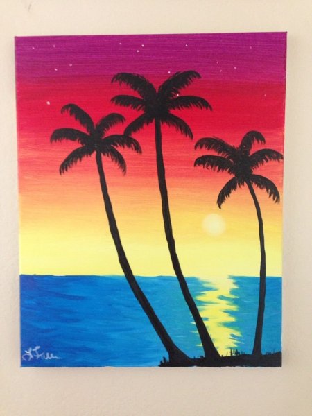 Пейзаж масляной пастелью