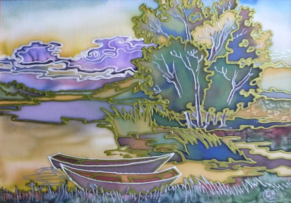 Декоративный пейзаж батик