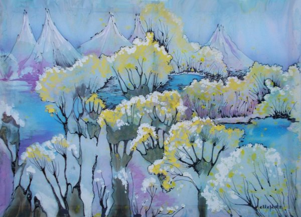 Весенний пейзаж батик