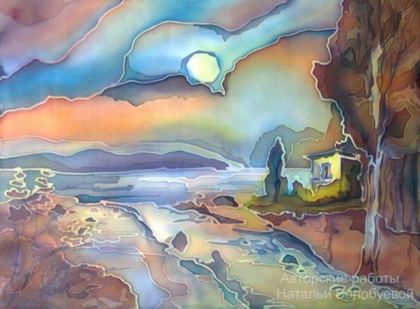 Холодный батик пейзаж