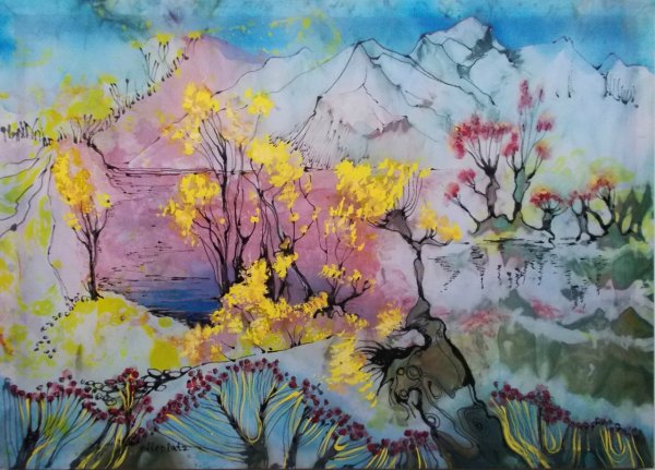 Батик Сибирский пейзаж